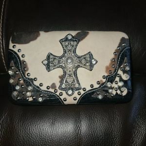 LADIES WESTERN STYLE WALLET STUDDED LEATHER
